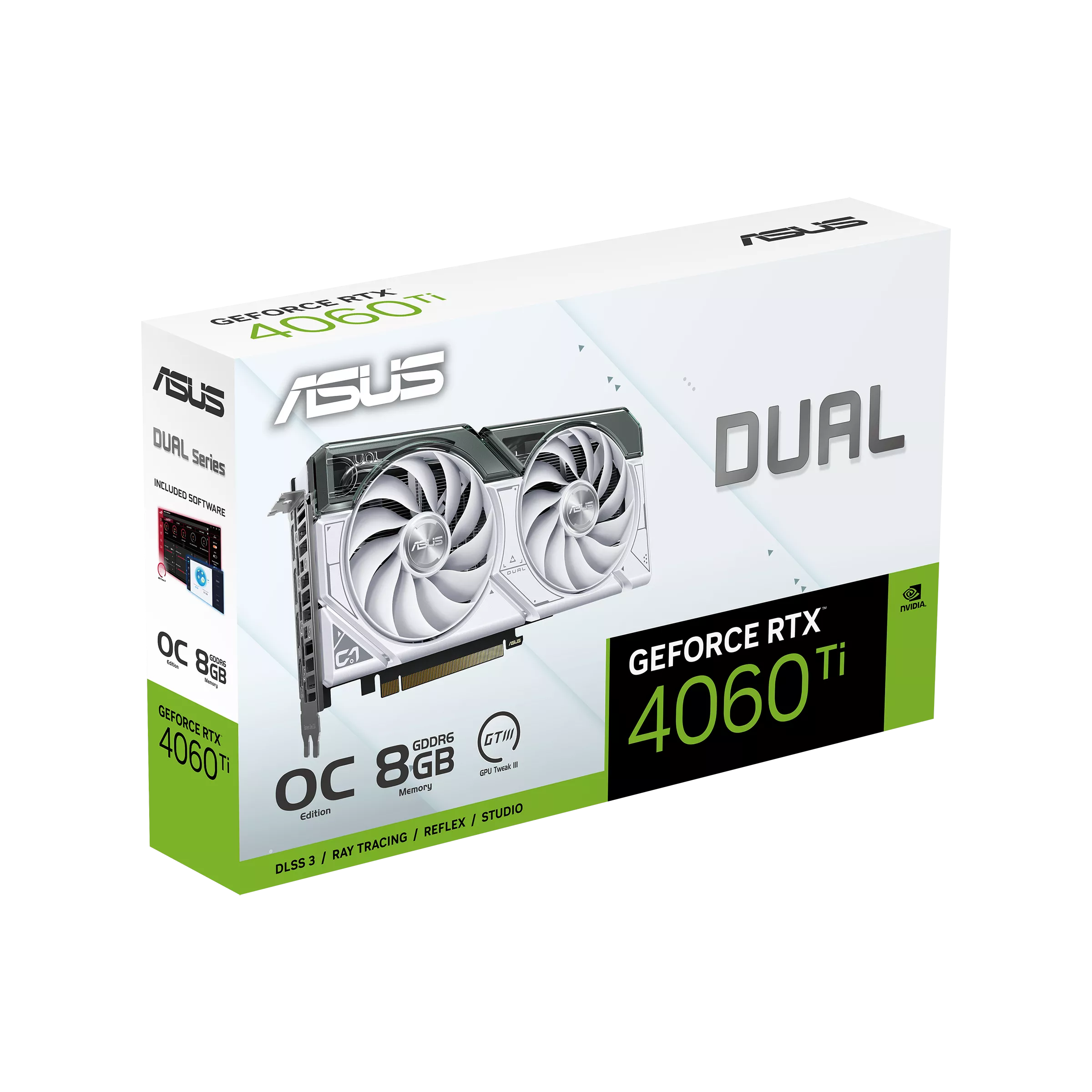 ASUS Dual GeForce RTX™ 4060 Ti White OC Edition 8GB GDDR6- Graphics Card ASUS Dual GeForce RTX™ 4060 Ti White OC Edition 8GB GDDR6- Graphics Card